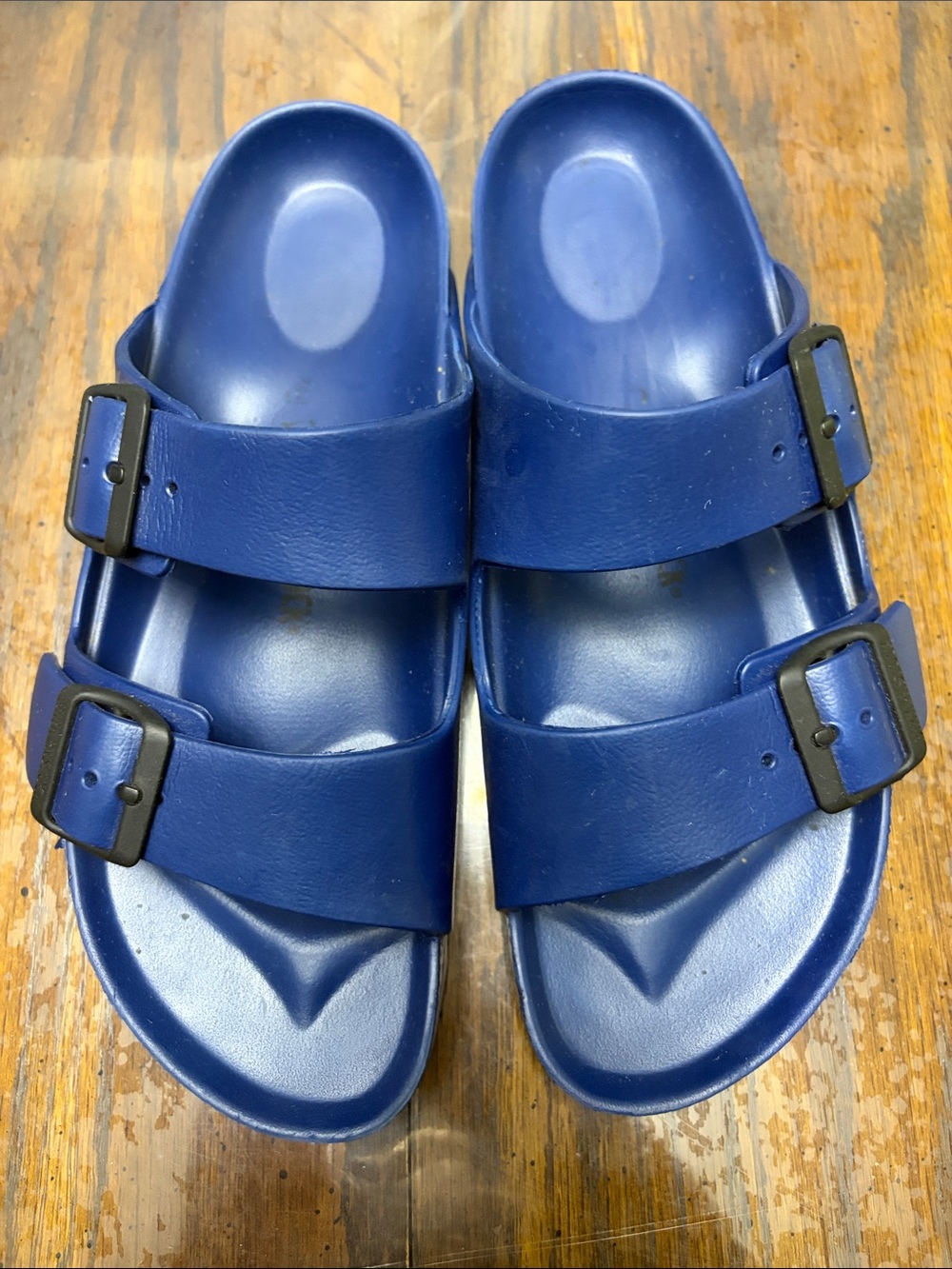 Birkenstock Blue Double-Buckle Slide Sandals - Picture 2 of 6